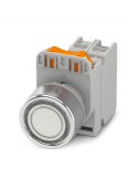 Buton comandă iluminat 22 mm alb, revenire automată, 1NO, LED, Push-in – Phoenix Contact PHT22-FRD-WH/PT10/WH 1108277