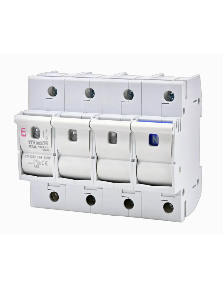 Separator-siguranță D02, 63 A, 3P+N, 400 V AC, șină DIN – ETI STV D02 002271005