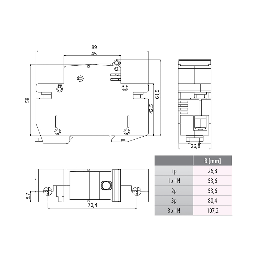 Separator-siguranță D02, 63 A, 3P+N, 400 V AC, șină DIN – ETI STV D02 002271005