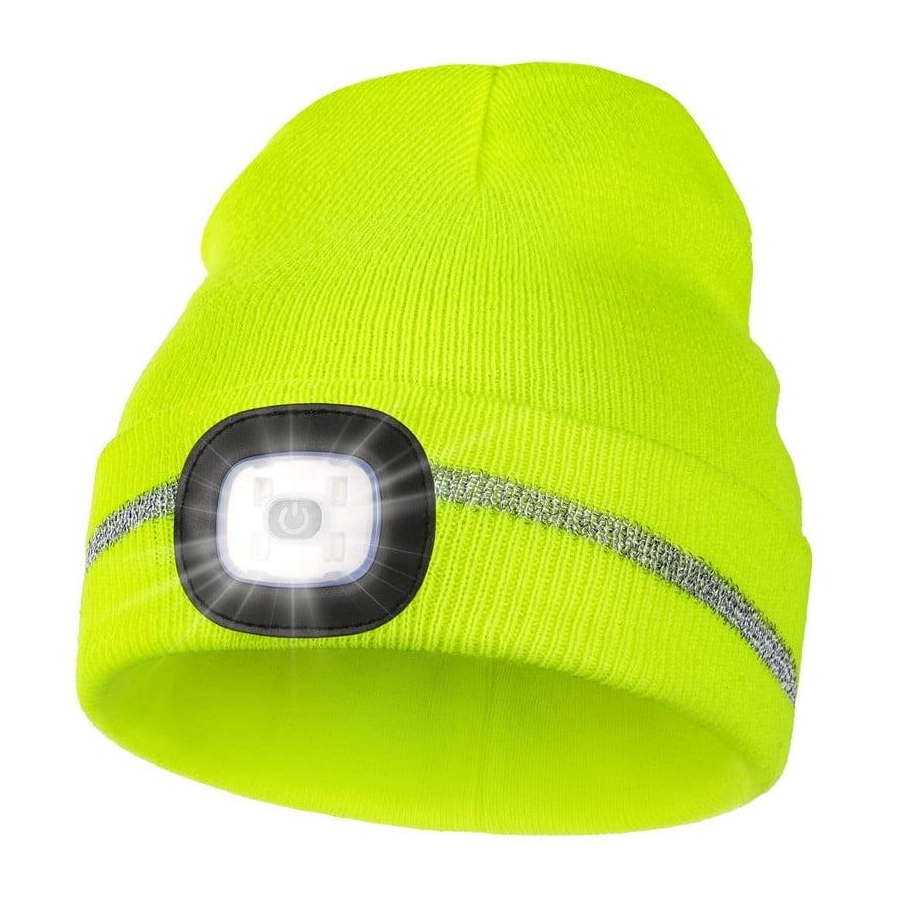 Căciulă cu LED detașabil, bandă reflectorizantă, galbenă – GEBOL 700007